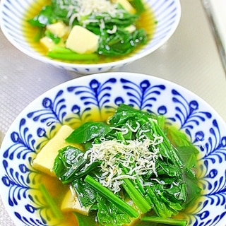 高野豆腐とホウレン草の煮びたし